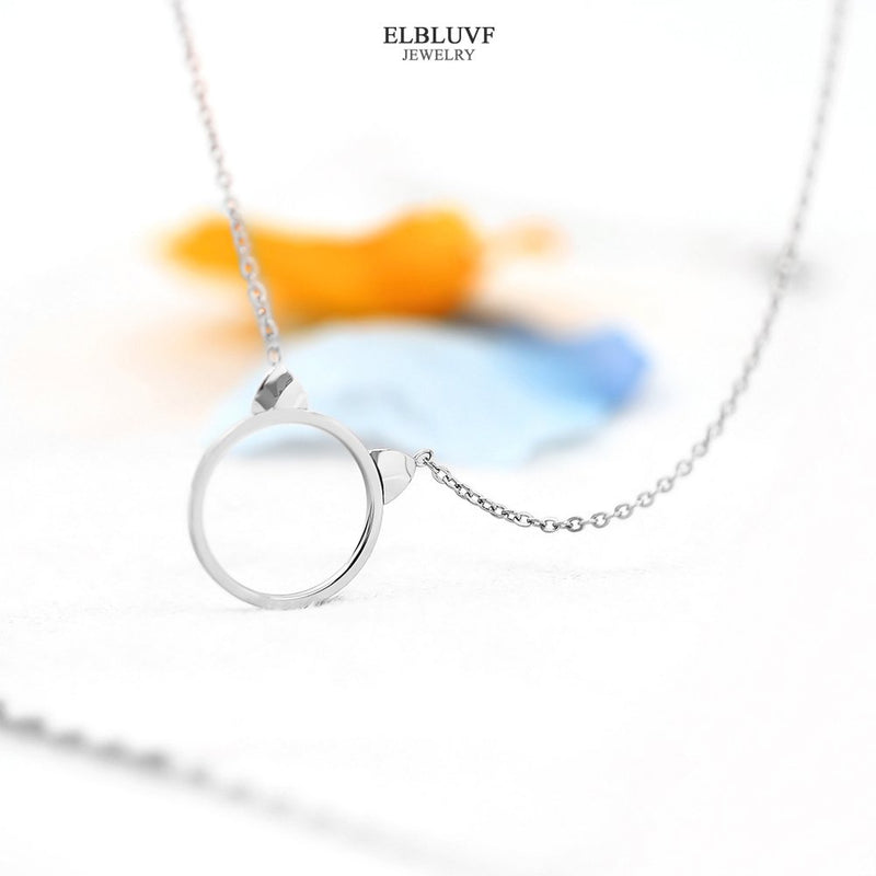 [Australia] - ELBLUVF 18k Rose Gold Plated Stainless Steel Cat Ears Cat Pendant Necklace for Women Girls Cat Stainless steel 