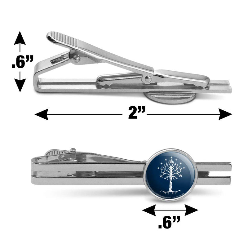 [Australia] - GRAPHICS & MORE Lord of The Rings Tree of Gondor Round Tie Bar Clip Clasp Tack Silver Color Plated 