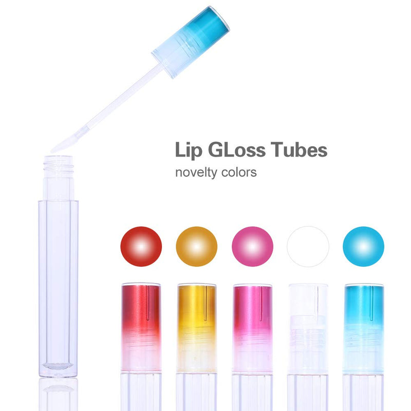 [Australia] - Empty Lip Gloss Tubes,CAIYA 5mL Lip Gloss Containers Set with Wand Unique Lip Gloss Tubes Clear Lip Gloss Bottles with Stoppers for Beauty Makeup Sample Gift(5pcs Gradient Colorful Lids) 5pcs Gradient Colorful 