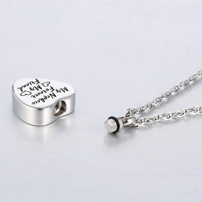 [Australia] - Forever My Friend Urn Necklace for Ashes Cremation Jewelry Fillable Necklace Stainless Steel Memorial Necklace Nephew 