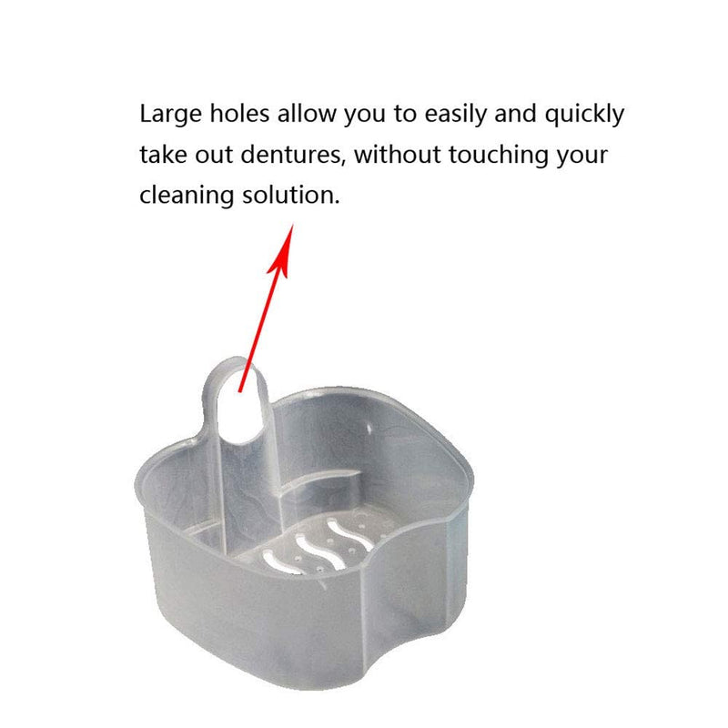 [Australia] - Denture Box with Strainer, Portable False Teeth Storage Container, Orthodontic Dental Retainer Box Denture Cleaning Kit for Travel, Retainer Cleaning(Dark Blue) Dark Blue 