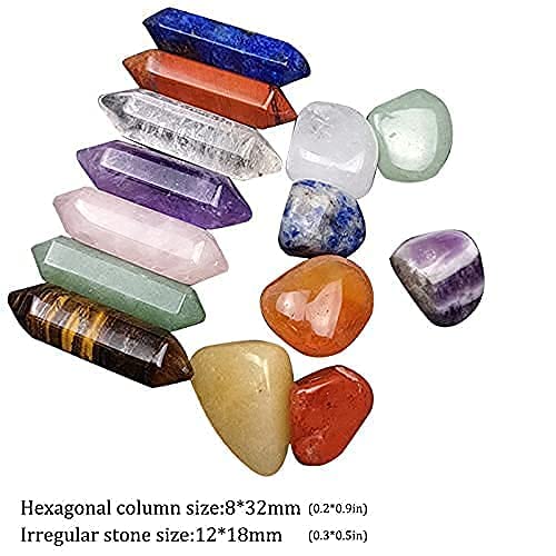 [Australia] - Premium Healing Crystals Kit in Gift Box - 7 Chakra Set Tumbled Stones, 7 Chakra Stone Set Meditation Stone Yoga Amulet With Gift Box 