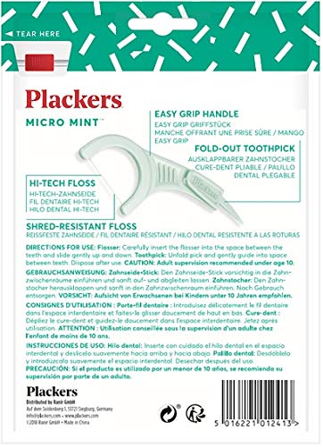 [Australia] - Plackers Dental Flossers Micro Mint, Green, 75 Count 