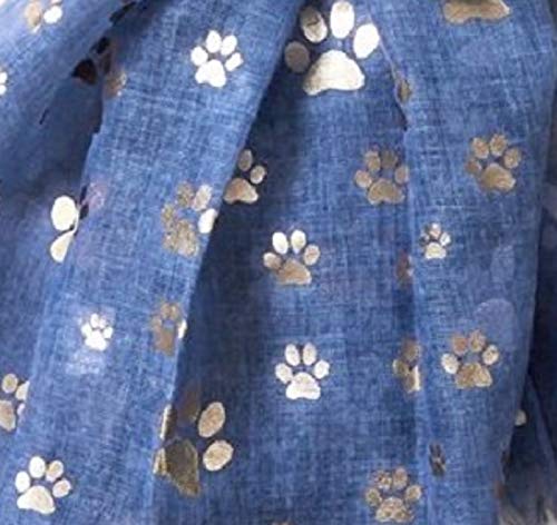 [Australia] - LilyRosa® Paw Print Scarf Rose Gold Foil Ladies Paws Dog Cat Dogs Cats Grey Teal Green Blue Purple 