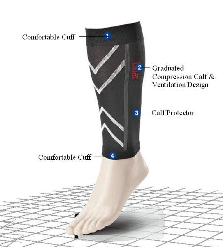 [Australia] - BriteLeafs Professional Grade Sports Calf/shin Splint Compression Progressive Support Calf Sleeves - 20-30mmHg, one pair (Large, Black) Large 