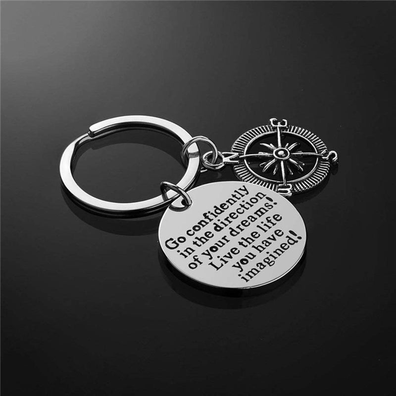 [Australia] - VANGETIMI Inspirational Graduation Keychain Gifts for Grads Stainless Steel Compass Engraved Keychain Gifts for Him Her Women Men Girls 2020 style 1 