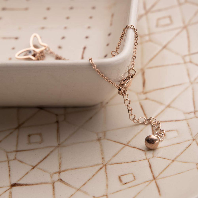 [Australia] - UALGL 18k Rose Gold Butterfly Anklet Starfish Necklace for Women Girl Beautiful Gift Box Rose Gold-JL 