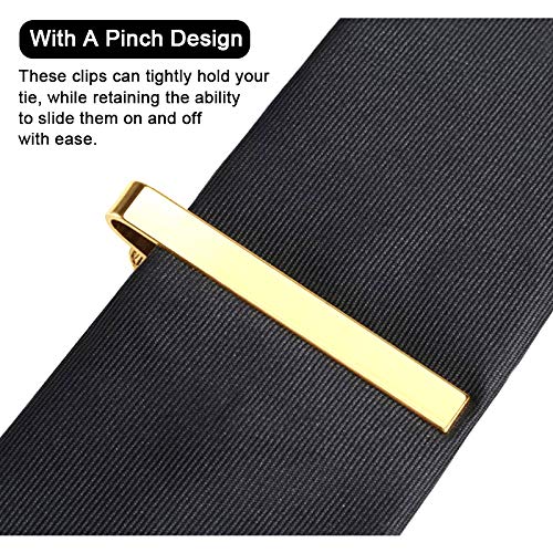 [Australia] - Roctee 7 Pack Slim Tie Clip Set Mens Skinny Tie Bar | Formal Business Necktie Bar Pinch Tie Clip in Gold/Silvery/Black/Navy | Best Gifts for Father, Lover, Friends and Husband 