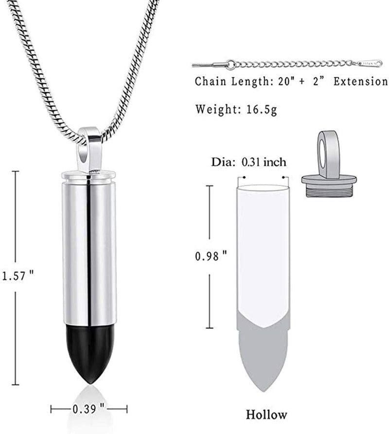 [Australia] - Yinplsmemory Cremation Jewelry Deer Bullet Pendant Urn Necklace for Ashes Keepsake Memorial Jewelry for Ashes for Men Papa 