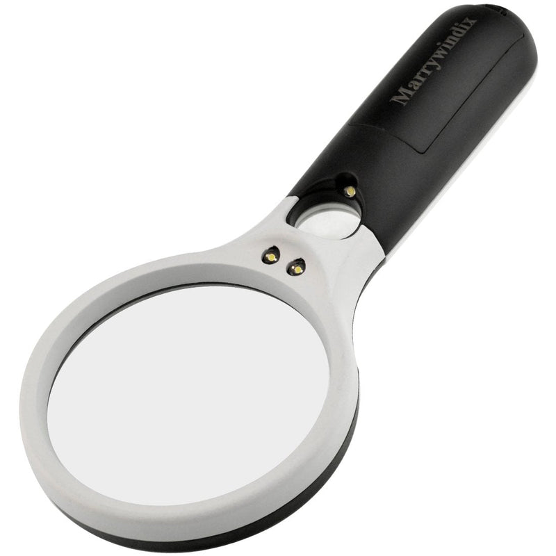 [Australia] - Magnifier 3 LED Light, Marrywindix 3X 45X Handheld Magnifier Reading Magnifying Glass Lens Jewelry Loupe White and Black 