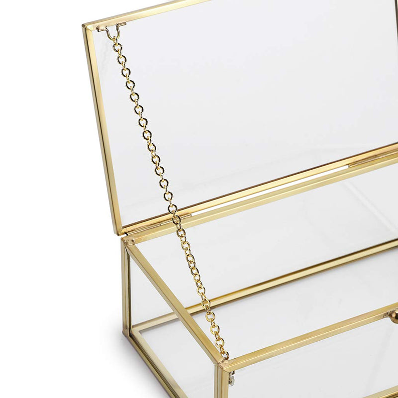 [Australia] - Hipiwe Vintage Glass Keepsake Box, Rectangle Jewelry Display Organizer Box Vanity Lidded Box Home Decor Accent Decorative Box for Storage Trinket Rings Bracelet Small 