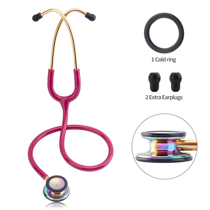 [Australia] - Stethoscope,Scienlodic Double Head Stethoscope with Ear Tips Professional Dual Head Home Clinical Use Customized Gold-Plated High-end rainbow 