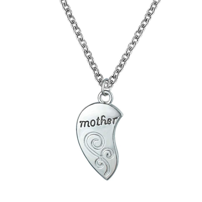 [Australia] - Bamos 2 Pcs Mother & Daughter Heart Necklace Set, Silver Chain Necklace Pendant for Women Girls with Jewelry Gift Box 