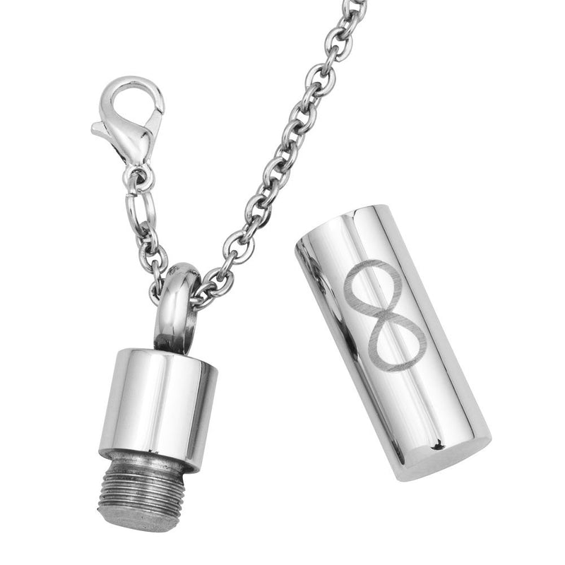 [Australia] - LovelyJewelry Urn Necklace for Ashes Cylinder Infinity Necklace Memorial Keepsake Stainless Steel Cremation Pendant 