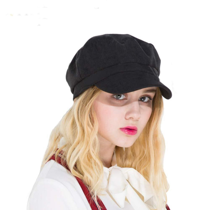 [Australia] - SIYWINA Womens Newsboy Cap Baker Boy Hats Winter Hats Black for Ladies 