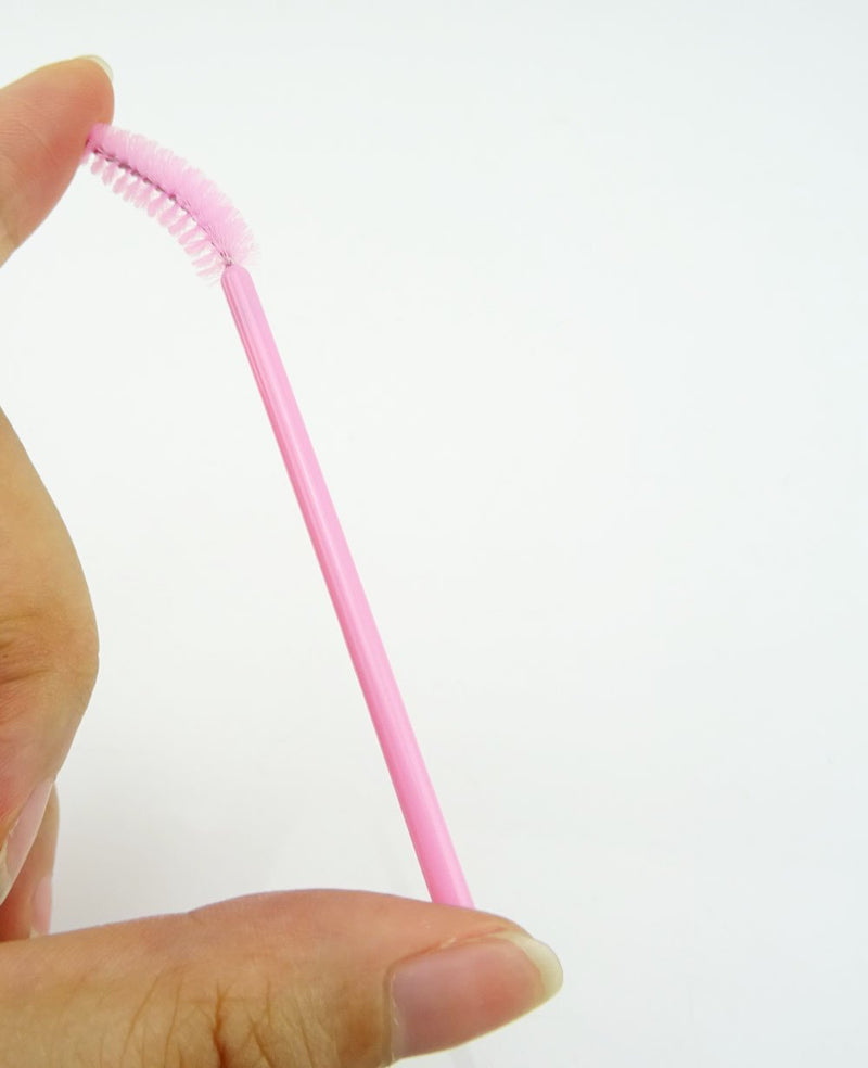 [Australia] - Yueton Pack of 100 Disposable Eyelash Brushes Wands Mascara Applicator (Pink) 
