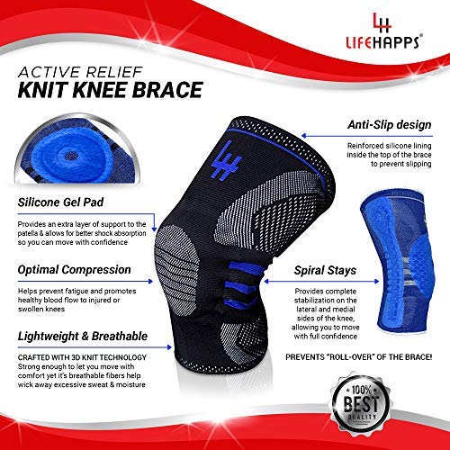 [Australia] - Active Relief Knee Brace by Lifehapps - Patella Knee Support Compression Sleeve with Side Stabilizers for Arthritis Joint Pain, Meniscus Tears, ACL, MCL Injuries, Exercise, Running (3XL, Black) 