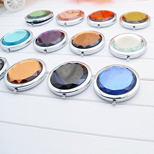 [Australia] - MELADYMini Portable Makeup Crystal Metal Double Sides Foldable Mirrors (Black) Black 