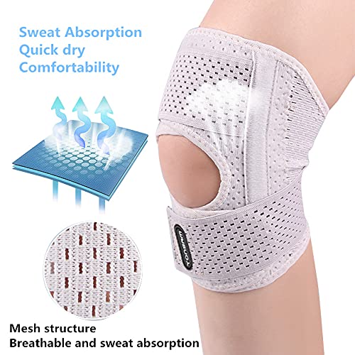 [Australia] - TONSAM Knee Brace,Adjustable Fixate the Knee,Meniscus Tear ,Prevent Ligament Strain, Knee Patellar Tendon Sleeve for Men and Women, Knee Support for Running, Basketball,Workout, Gym, Hiking, Sports Off-White Large 