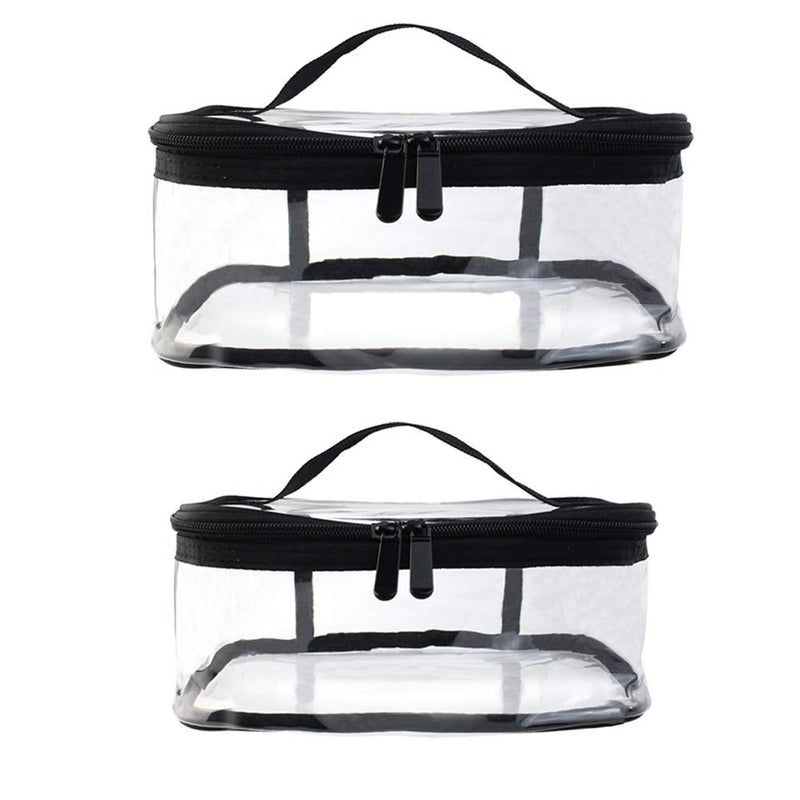 [Australia] - Wobe 2 Pack Portable Clear Makeup Bag Zipper Waterproof Cosmetics Bag Transparent Travel Storage Carry Pouch PVC Zippered Toiletry Bag Organizers With Handle for Vacation Travel, Bathroom 