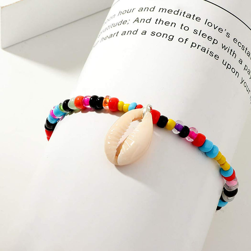 [Australia] - Jeweky Beach Beads Anklets Multi-colored Shell Ankle Bracelets Chain Foot Jewelry for Women and Girls 