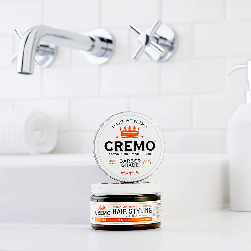 [Australia] - Cremo Premium Barber Grade Hair Styling Matte Cream, Light Hold, Low Shine, 4 Oz 