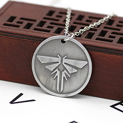 [Australia] - Antique Silver Plated The Last Of Us Engraved And Firefly Round Charm Pendant Necklace 