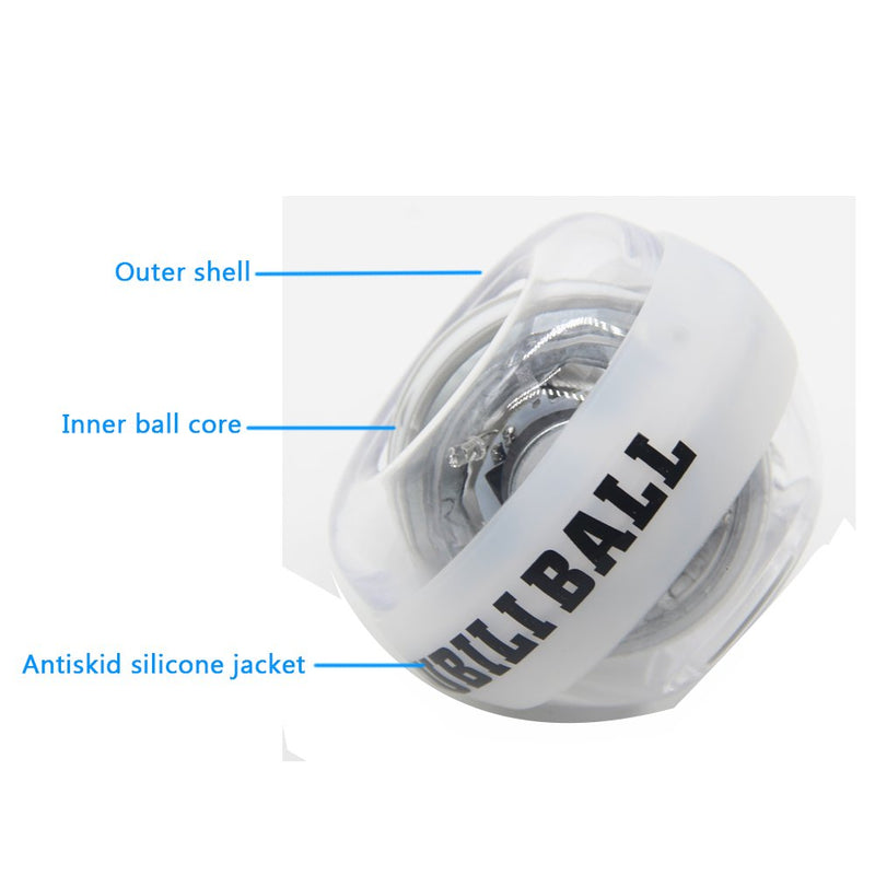 [Australia] - Parallel Halo Power Wrist Ball AUTO Start Wrist Exercises Force Ball Gyroscope Ball Wrist and Forearm Exerciser Arm Strengthener for Stronger Muscle and Bones white+led 
