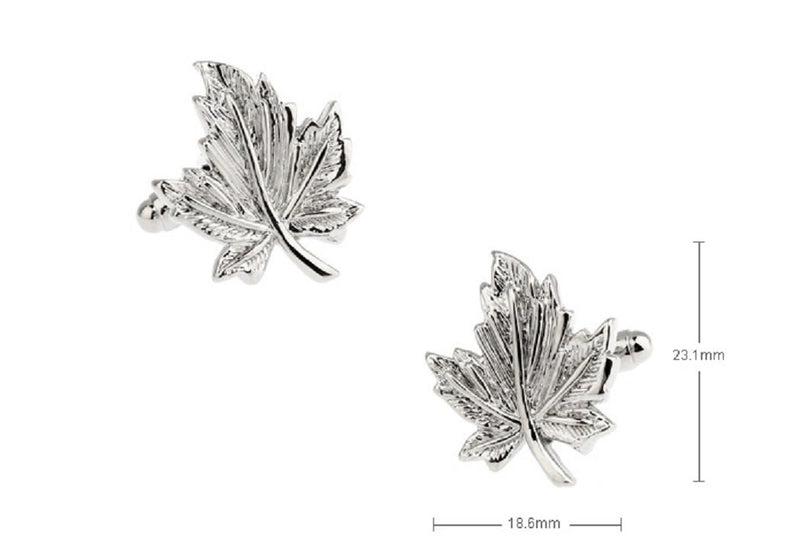 [Australia] - MRCUFF Maple Leaf Leaves Pair Cufflinks in a Presentation Gift Box & Polishing Cloth 