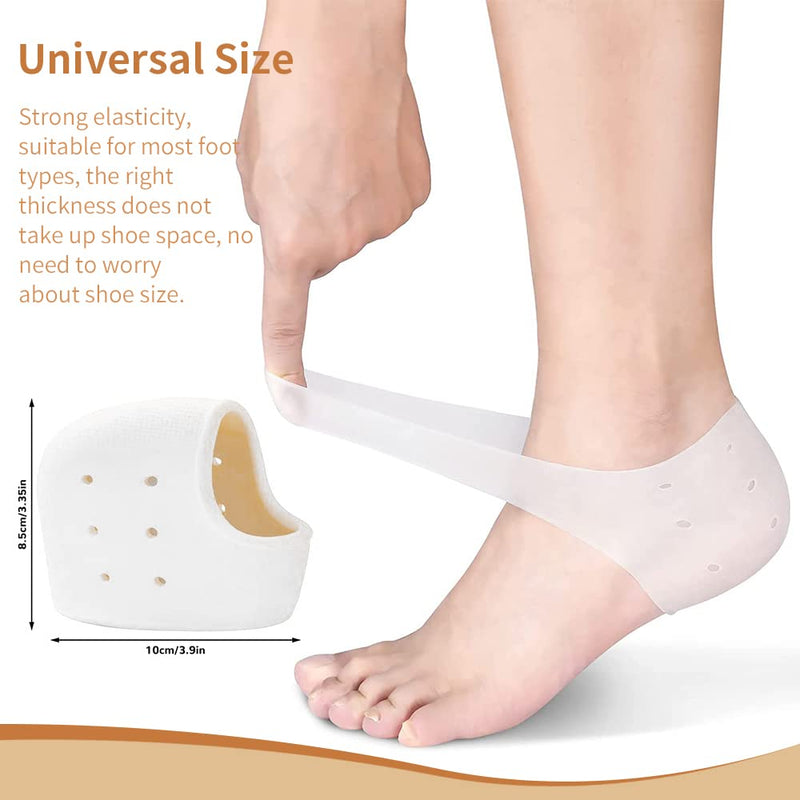 [Australia] - Gel Heel Protectors,3 Pairs of Heel Protector Pads for Men and Women, Breathable Silicone Heel Cushion Cups Heel Spur Relief Foot Sleeve for Heel Pain White 