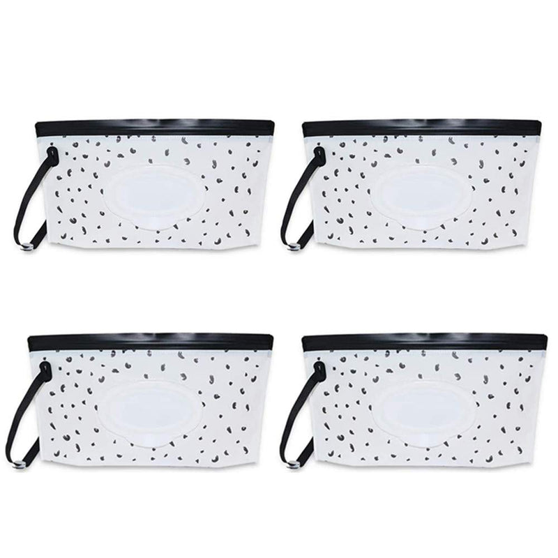 [Australia] - 4 Pcs Wet Wipe Pouch Baby Travel Wipes Case Reusable Refillable Wet Wipe Bag Cases Portable Travel Wipes Dispenser Wipe Pouches for Baby Dot 