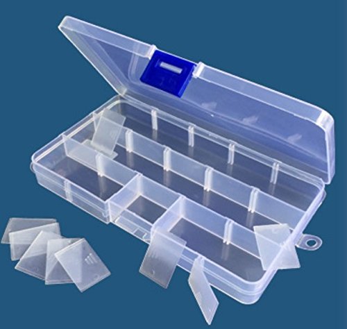 [Australia] - Jewelry Organizer (4pack) Adjustable Removable Clear Plastic 15-Grid Jewelry Organizer Divider Storage Box Jewelry Earring Tool Containers (4pack(15-Grid)) 4pack(15-Grid ) 