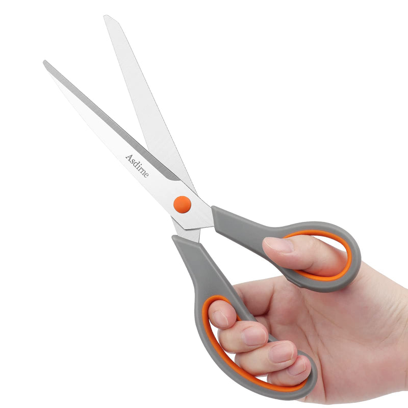 [Australia] - Asdirne Scissors, Stainless Steel Blades, Soft Grip Handle, Suitable for Households,Offices and Schools, Orange/Grey, 4 pcs/Pack 4 Pack-orange 