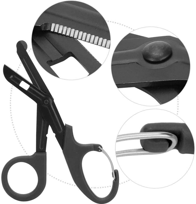 [Australia] - Titanium Bandage Shears Scissors 19cm , EMT and Trauma Shears, Bent Stealth Black Coated for Nurses, Students, Emergency Room (Black) 