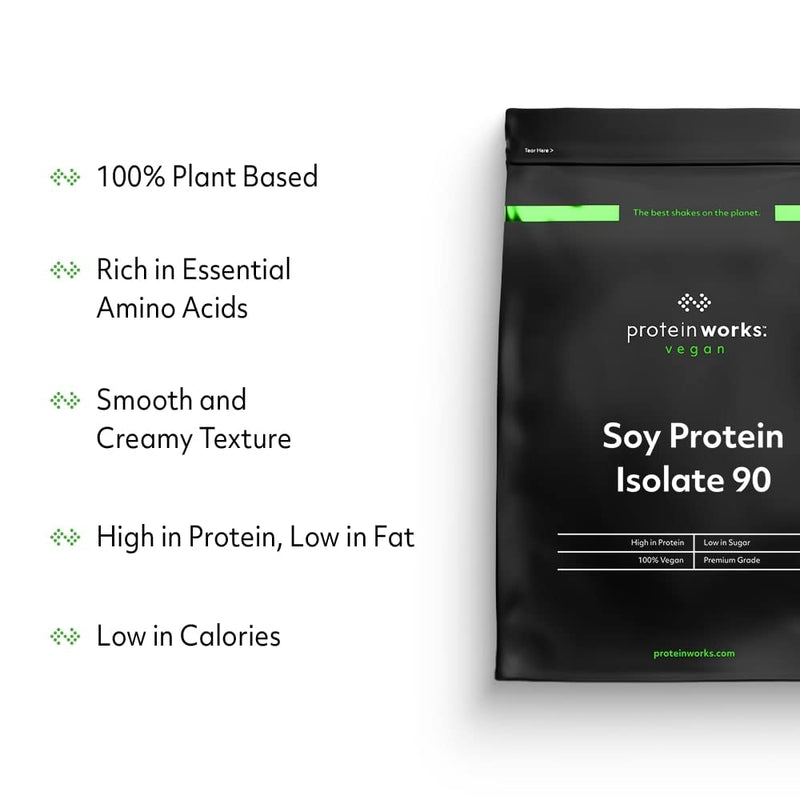 [Australia] - Soy Protein 90 (Isolate) Protein Powder | 100% Plant-Based | Low Fat | No Added Sugar | Gluten-Free | Protein Works | Chocolate Silk | 500 g 