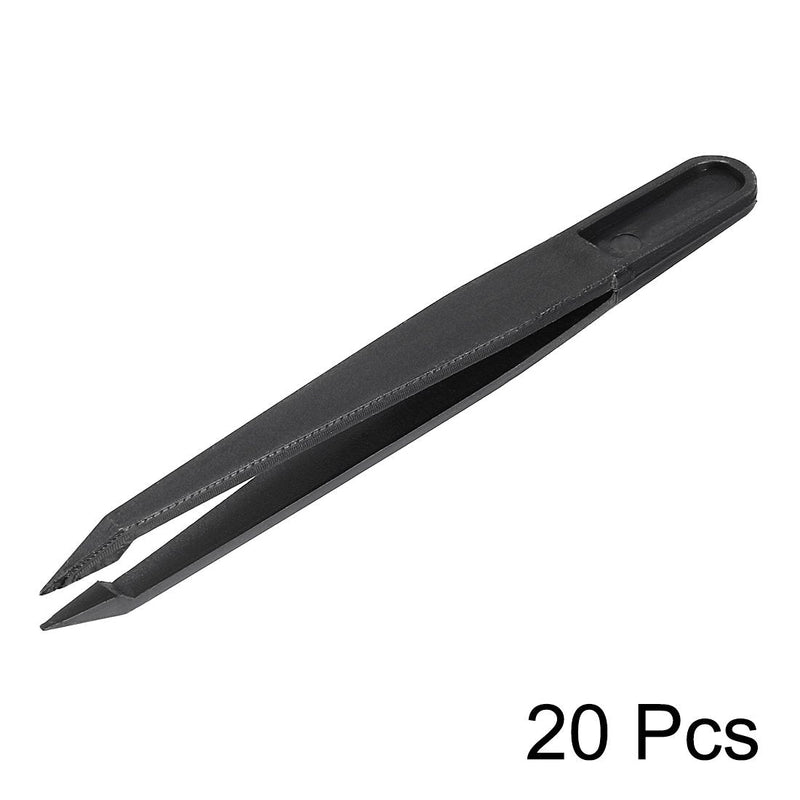[Australia] - sourcingmap Plastic Anti-Static Tweezers, Precision Slant Point Tip for Craft DIY Beauty Electronics Repair Tool Black 20 Pcs 