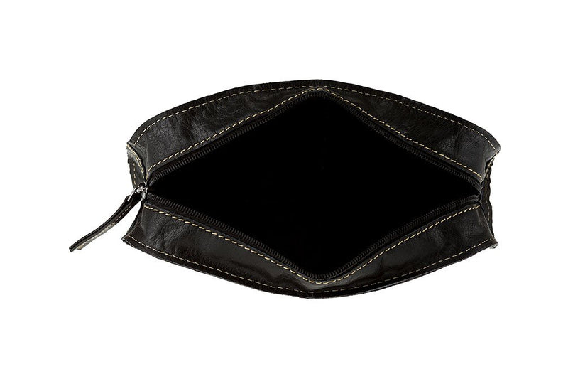 [Australia] - Toiletry Bag"MAINAU" | Made Of Buffalo Leather | Men Women Brown | By Alpenleder (Black) Black 