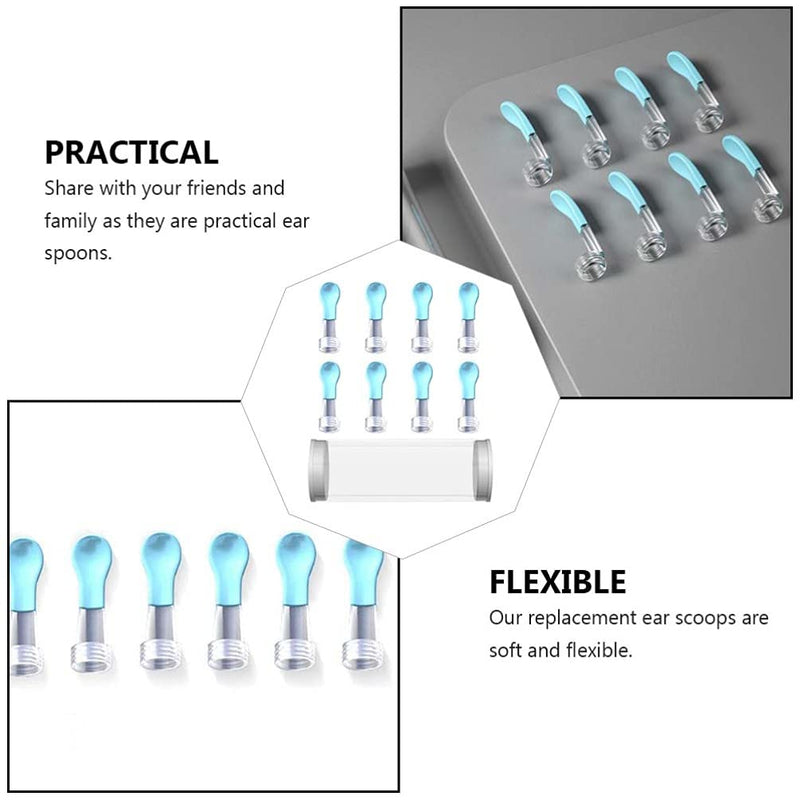 [Australia] - Hemoton 8Pcs Ear- Wax Removal Tool Replacement Ear Spoon Silicone Ear Cleaner Tips Heads for All Bebird Ear Cleaning Wax Removal Camera 