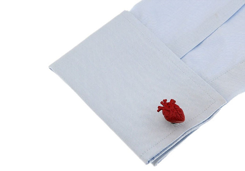 [Australia] - MRCUFF Heart Doctor Surgeon Red Pair Cufflinks in a Presentation Gift Box & Polishing Cloth 