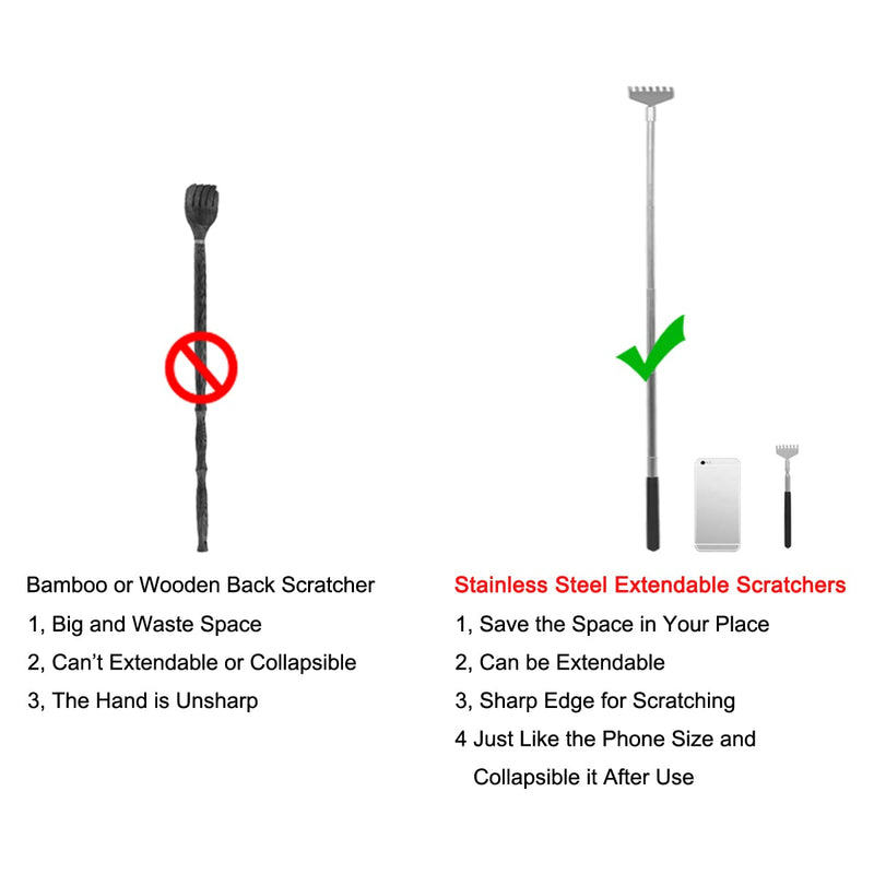 [Australia] - Snowyee Backscratchers, Back Scratcher for Women Men 3PCS Includes Bear Claw Hand and Eagle Claw kit Telescoping with Adjustable (Black) Metal-black-3pcs 3 Piece Assortment 