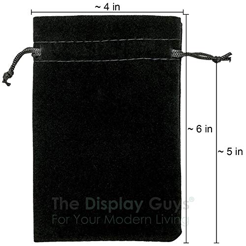 [Australia] - 48-Pack Large Heavyweight Velvet Bags with Cord Drawstring (4x6, Black) for Tarot Dice Jewelry Stone Crystal Pouches by TheDisplayGuys 