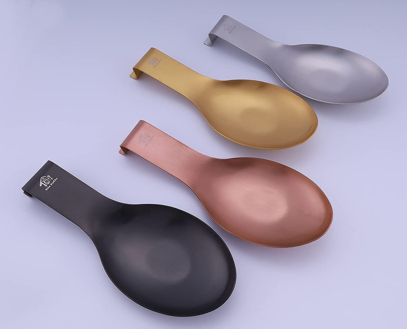 [Australia] - Vila KuChe Stainless Steel Spoon Rest for Kitchen Spoon Holder Counter Cooking Utensil Rest Spoon Heavy Duty Dishwasher Safe 2pcs(Rose Gold) Rose Gold 2pcs 