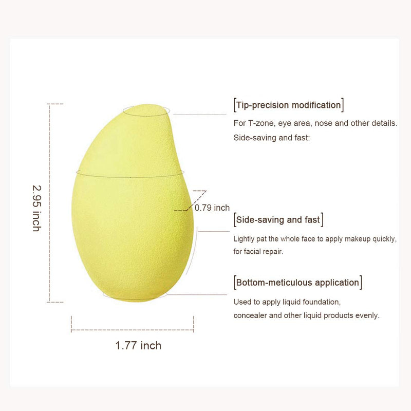 [Australia] - Mango Makeup Sponge Blender (4pcs) Fruit Beauty Makeup Sponge Blender Kit with Superfine Fiber Cleaning Cotton (3pc)，Flawless Application for Liquid Foundation,Loose Powder and CC cream 