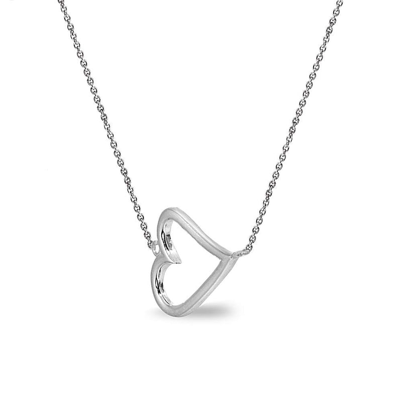 [Australia] - Sterling Silver Polished Sideways Horizontal Heart Dainty Choker Necklace, 13 Inch + Extender sterling-silver 