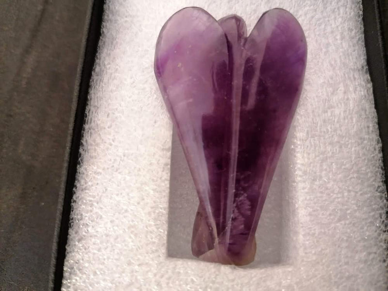 [Australia] - Amethyst Guardian Angel Hand Carved 2 Inch Crystal Pocket Natural Gemstone Statue Mini Figurine Ornament Decoration, Reiki Healing Spiritual Stones 