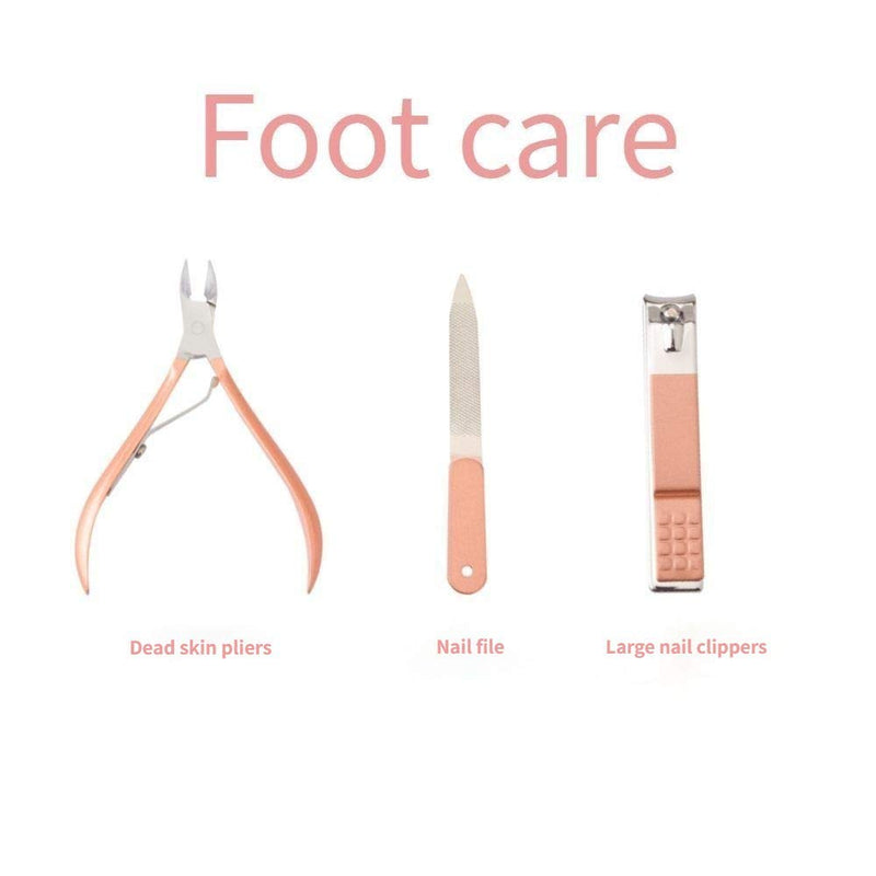 [Australia] - Nail Clippers and Beauty Tool Portable Set, Rose Gold Martensitic Stainless Steel Manicure Set 12 in 1, with Pink Leather Bag, Suitable for Home, Workplace, Outdoor Travel, Gift Giving, Beauty Salon. 