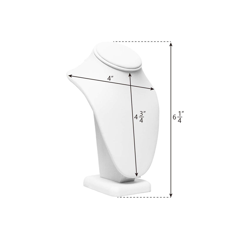 [Australia] - MOOCA 2 Pcs Set Small Necklace Chain Jewelry Bust Display Holder Stand, leatherette Necklaces Display Necklace Mannequin, Necklace Bust, Jewelry Bust Stand 6 1/4"H, White Leatherette White Faux Leather 