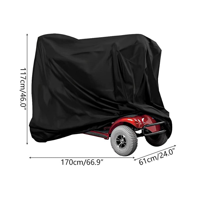 [Australia] - Waterproof Mobility Scooter Cover, Black Heavy Duty 190D Oxford Scooter Cover,4 Wheel Power Scooter Travel Storage Cover to Prevent Rain Wind Dust Sun fits for Most Mobility Scooter (170X61X117cm) 170X61X117cm 