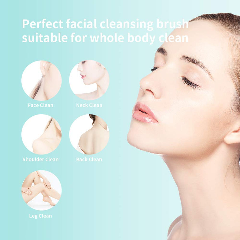 [Australia] - MALKERT Facial Cleansing Brush with 5 Brush Heads, 3 Modes Skin Care Brush Device, Electric Rechargeable Waterproof Face Spin Brush, Massager for Deep Cleansing and Scrubbing, Exfoliating Green 
