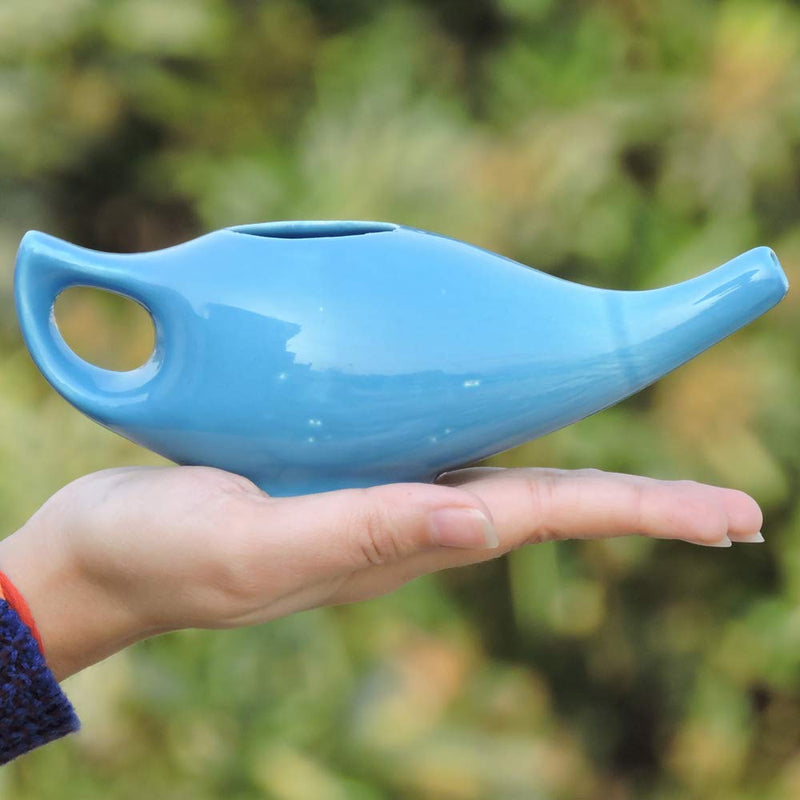 [Australia] - Porcelain Ceramic Neti Pot for Nasal Cleansing | Natural Treatment for Sinus, Infection and Congestion Blue Color 